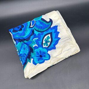 Vintage Silk Scarf Blue White Bold Floral Paisley Adrienne Vittadini 34 x 34